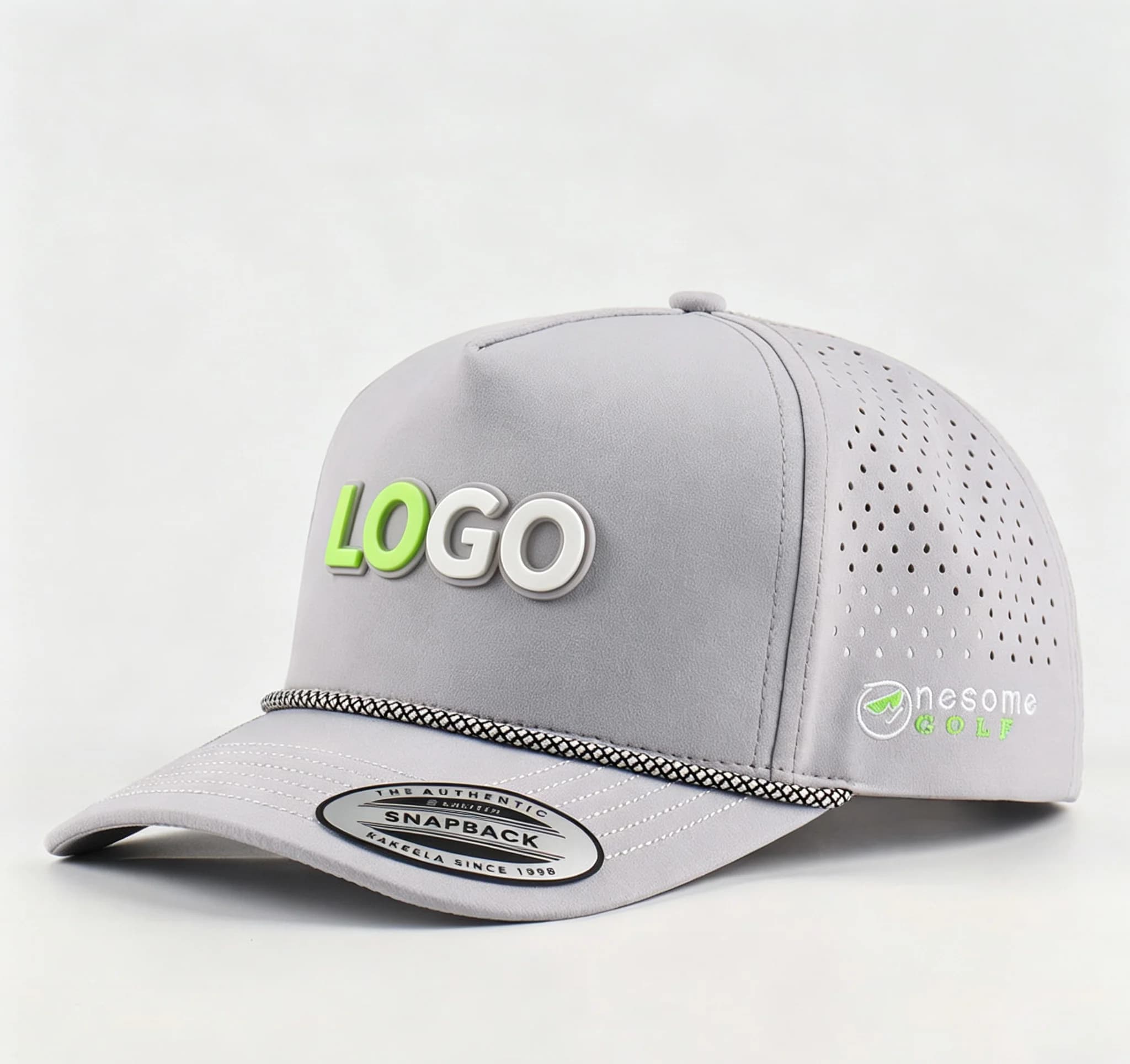 Trendy Custom 3D PVC Patch Golf Hat Breathable Waterproof Polyester Comfort Baseball Cap with Golf Rope Detail