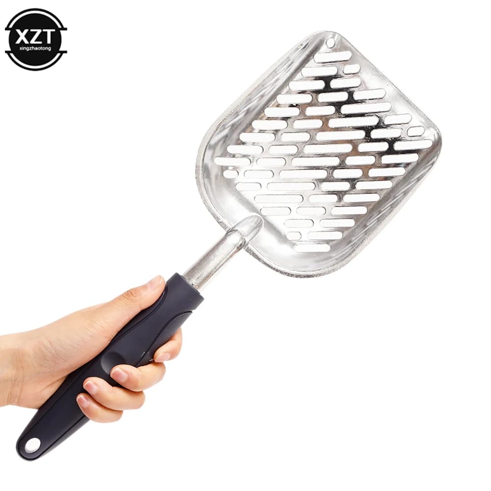 Paletta per lettiera per gatti grande paletta per lettiera in metallo per setaccio per gattini con pala profonda e manico ergonomico in alluminio massiccio resistente