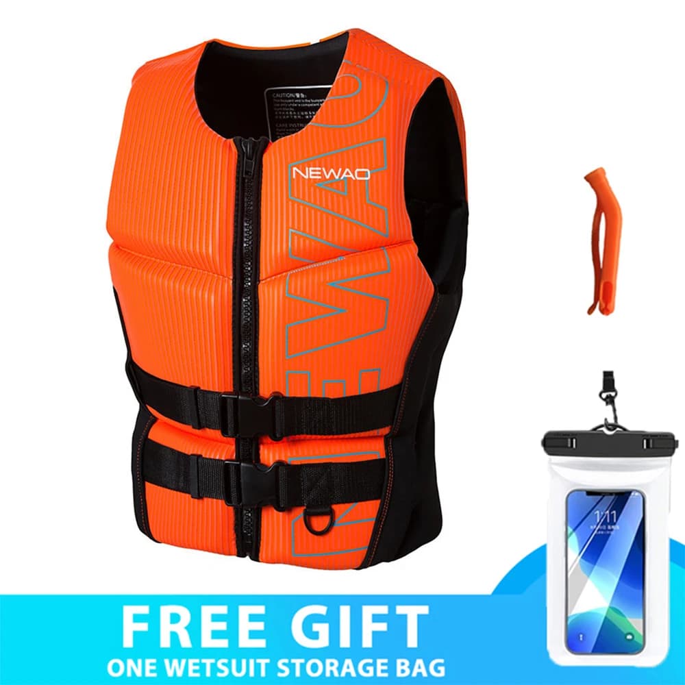 Giubbotto di salvataggio in neoprene Giubbotto da surf professionale per galleggiamento per adulti Sport acquatici Kayak Barca a motore Giubbotto di salvataggio per salvataggio