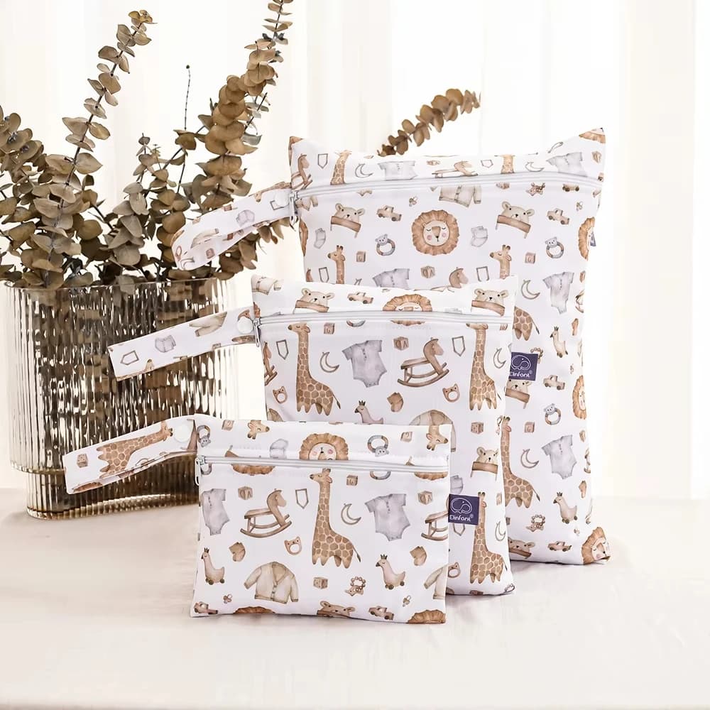 3PCS Smooth Zipper Pocket Travel Wash Cosmetic Bag Multi-Scenario Reusable Waterproof Diaper Bag Portable Storage With Handle