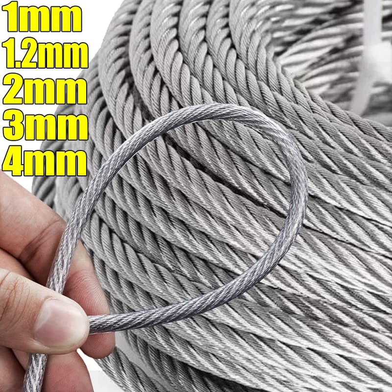 Corda metallica marina in acciaio inossidabile Linea di sollevamento antiruggine Cavo Stendibiancheria Corde Rigging Ringhiere per ponte Appeso Scherma Linee morbide