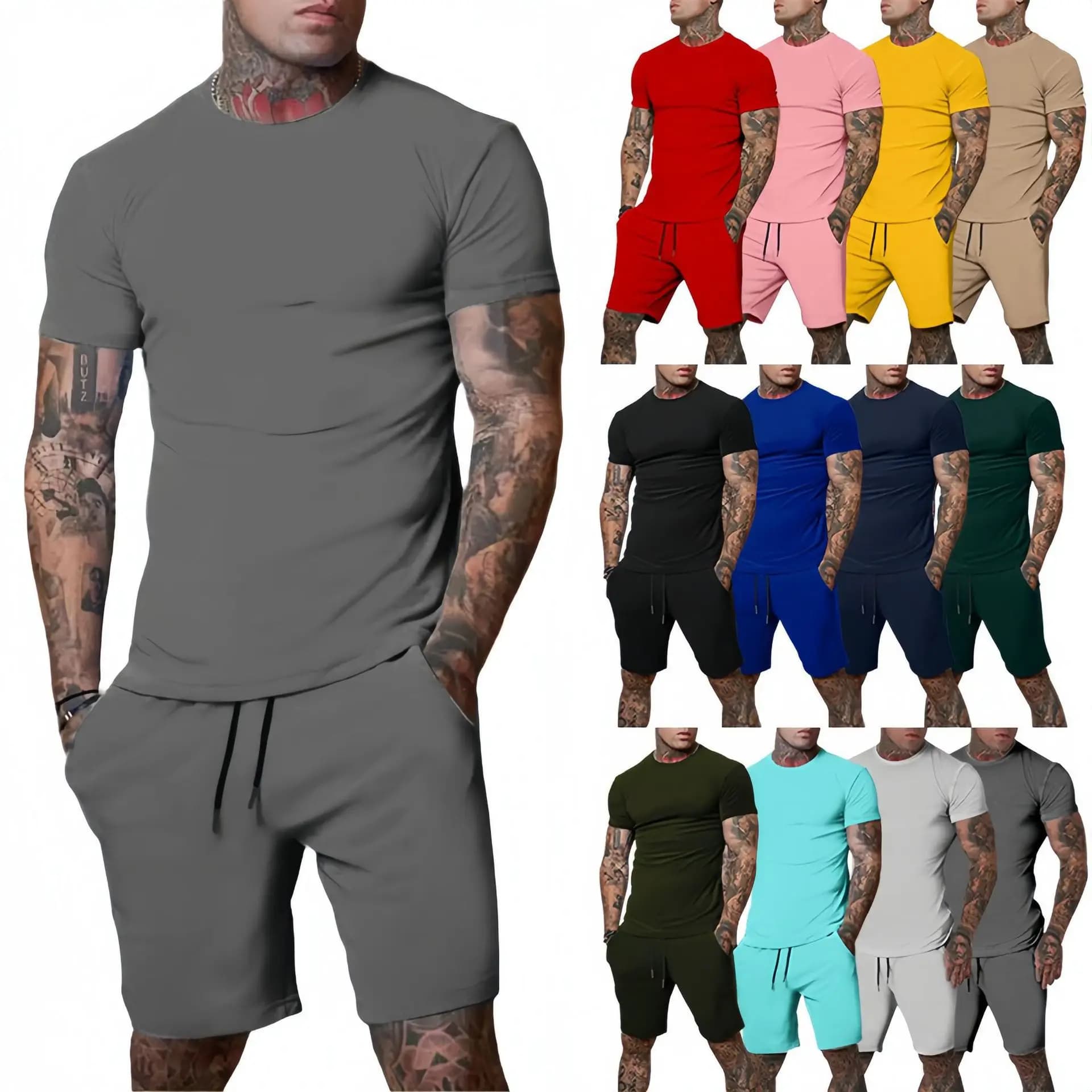 Fashionable and casual sports suit, breathable, with t-shirts and shorts, set two casual and elegant pieces.
