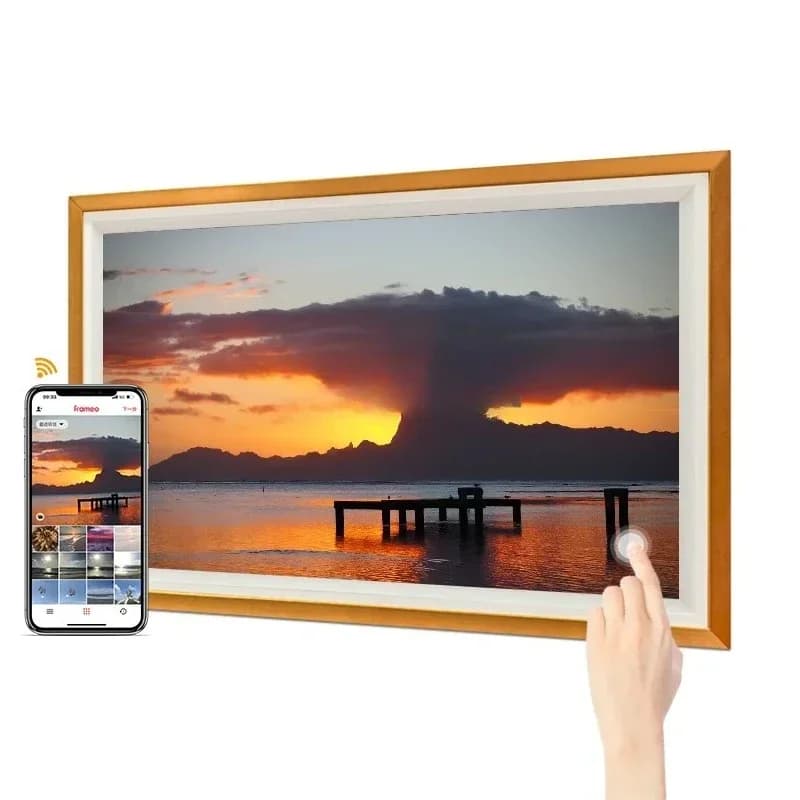 Pros Cornice digitale WiFi da 32" in legno FHD Touch screen IPS Cornice per foto digitale intelligente Ruota automatica di video Foto tramite Frameo