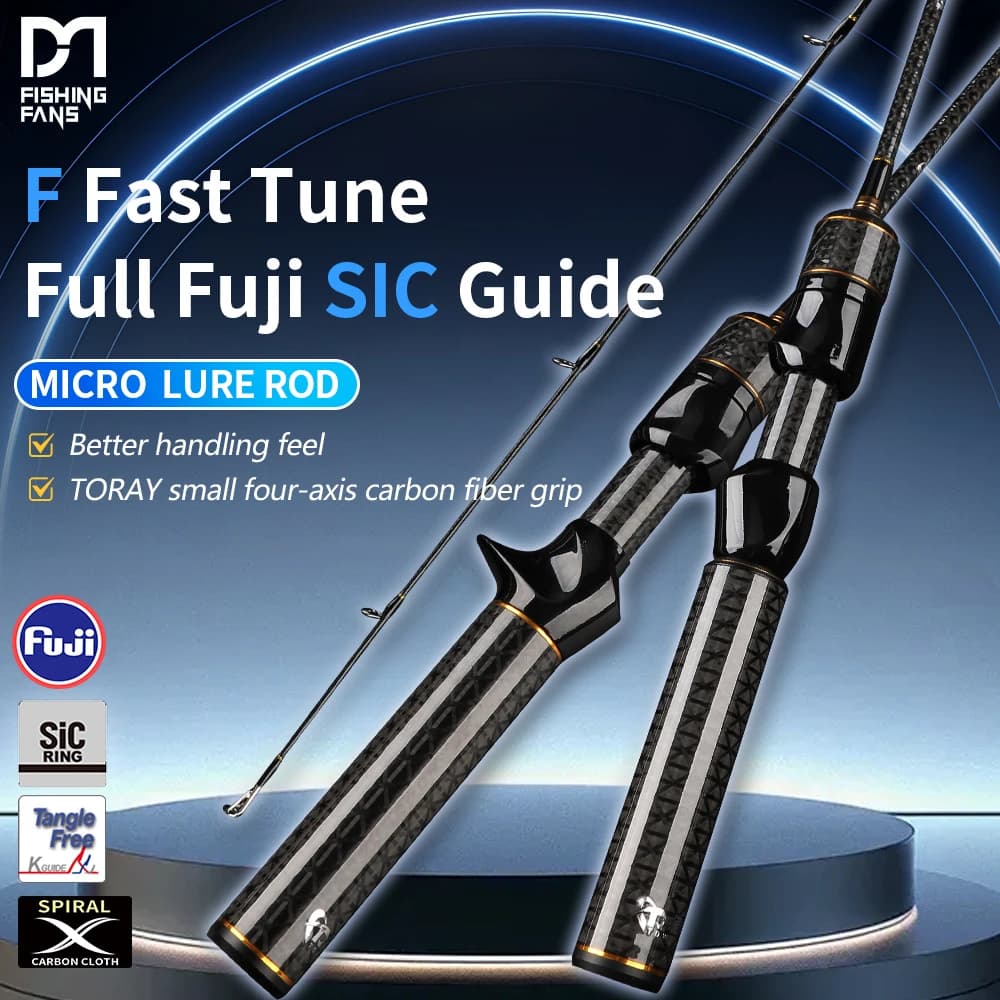 Canna da Pesca FISHINGFANS FUJI SIC Guide TORAY T1100 Carbonio con Portamulinello FUJI SKTS SKSS e Manico in Carbonio per Trota e Crappie (UL L)