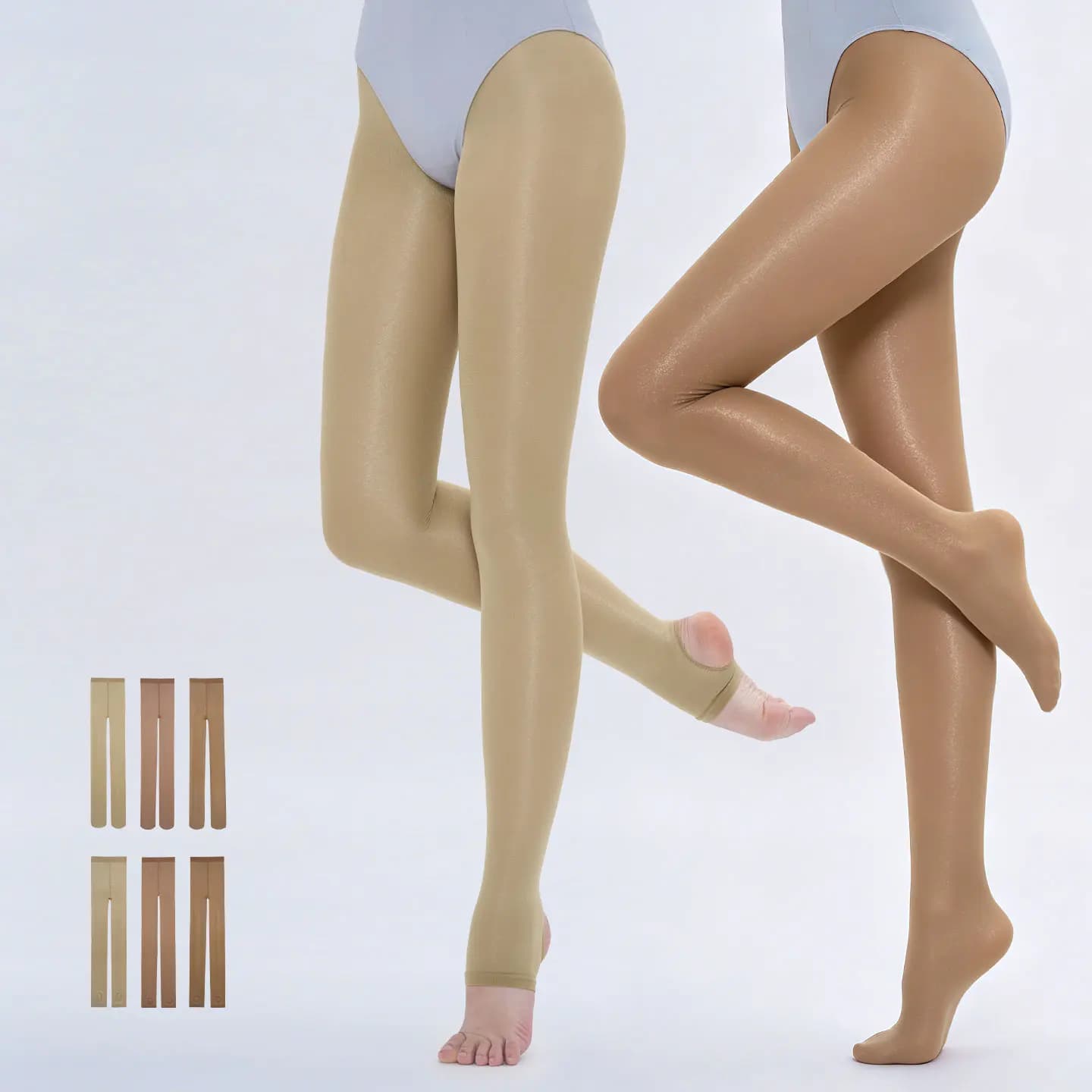 Collant da donna lucidi in raso, leggings, collant per danza latina e balletto, calze con piede/chinello convertibile