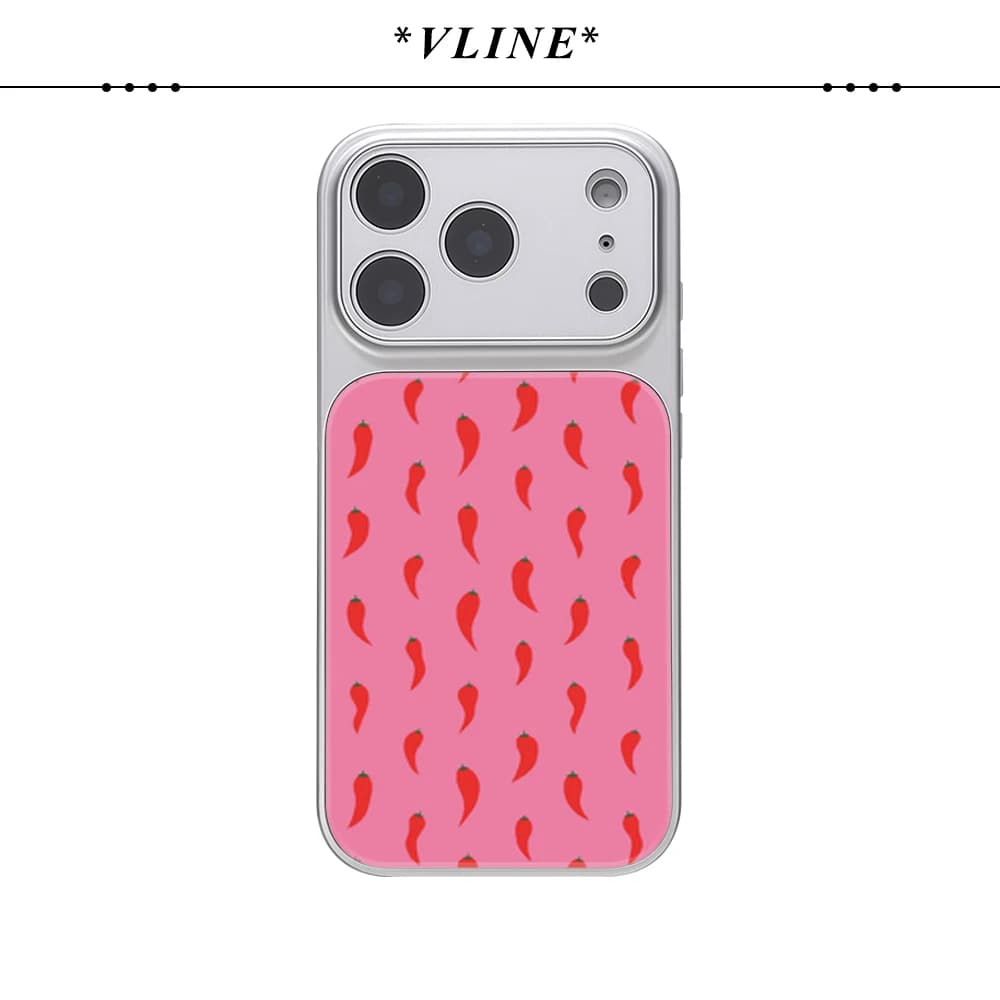 Luxury Glass Case for iPhone 17, 16, 15, 14, 13 Pro Max, 17Air, with Motivo Peperoncini Rossi Piccanti Rosa