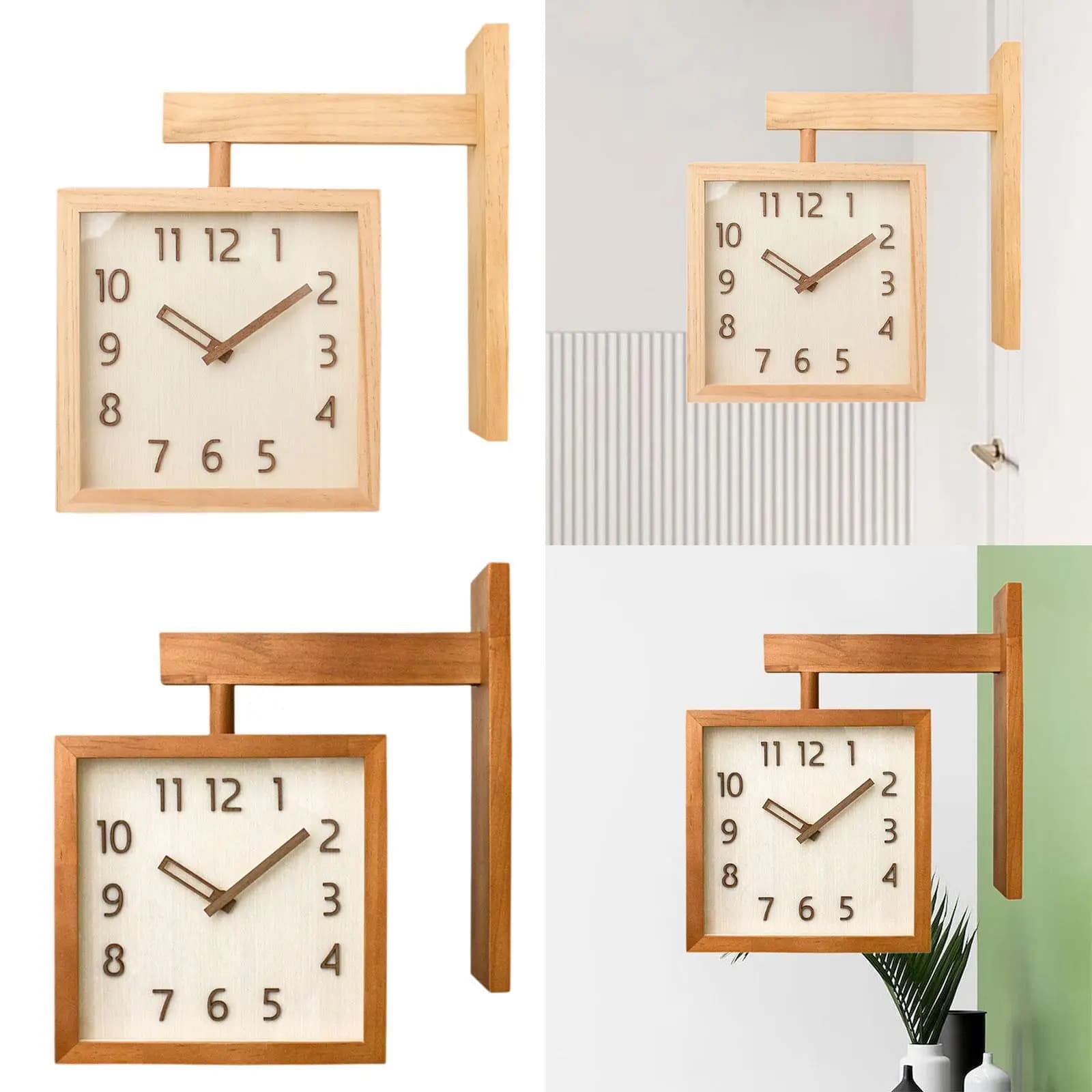 Decorative wall clock with 360 degree rotation, small, creative, without ticking, home decoration for bedroom, living room, home kitchen, hotel