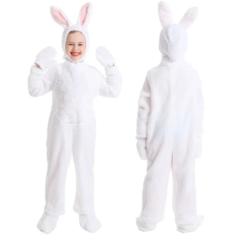 Set di costumi da coniglio per ragazze per bambini 2025 Halloween Natale Carnevale Festa Costumi cosplay per animali Gioco di ruolo per bambini Pigiama tuta