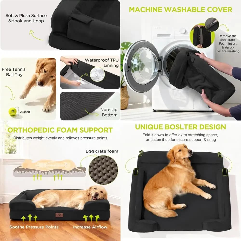 Cuccia Ortopedica XL per Cani con Rivestimento Rimovibile, Antiscivolo, Lavabile, 42x30