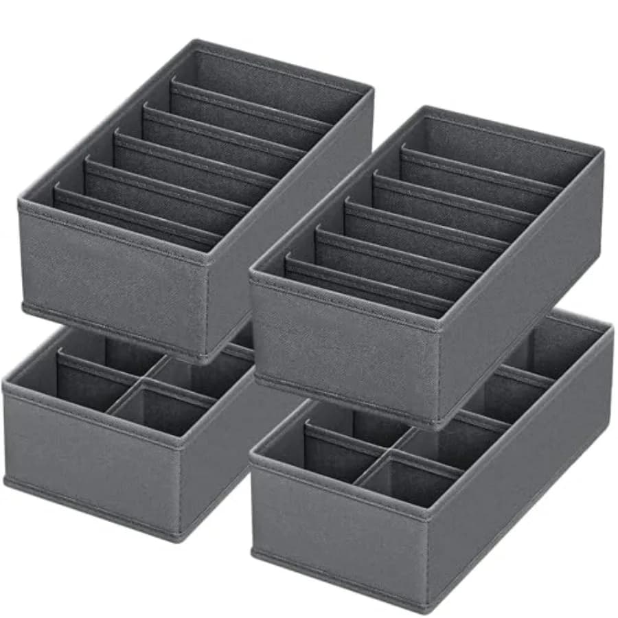 Sock Underwear Drawer Organizer Dividers, Collapsible Cabinet Closet Storage Boxes for Clothes, Socks, Lingerie, Underwear, Tie