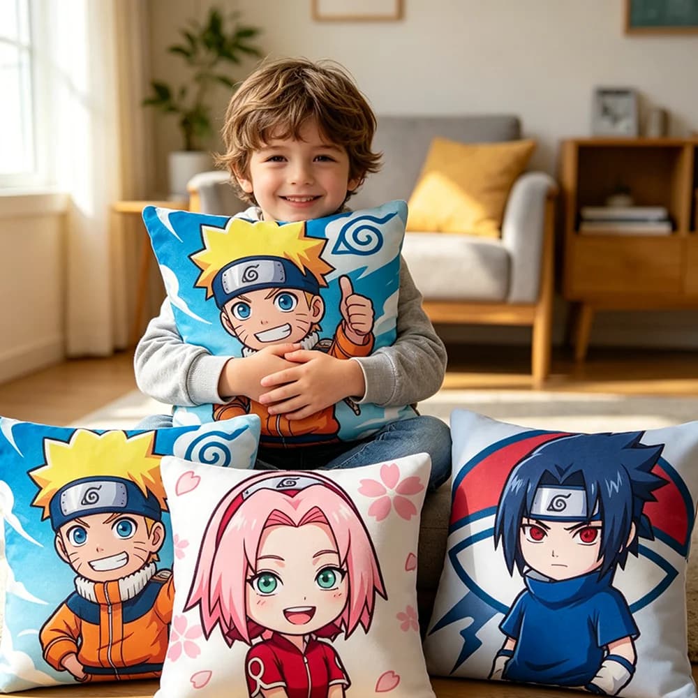 Fodera per cuscino quadrata Uzumaki Naruto, in poliestere opaco delicato sulla pelle, per divano, camera da letto, decorazione, copricuscino lombare