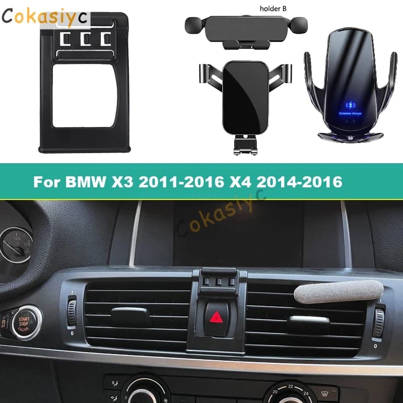 Dedicated Car Mobile Phone Holder For BMW X3 F25 2011-2016 X4 F26 2014-2016 Air Vent Fixed Wireless Charging Phone Holder