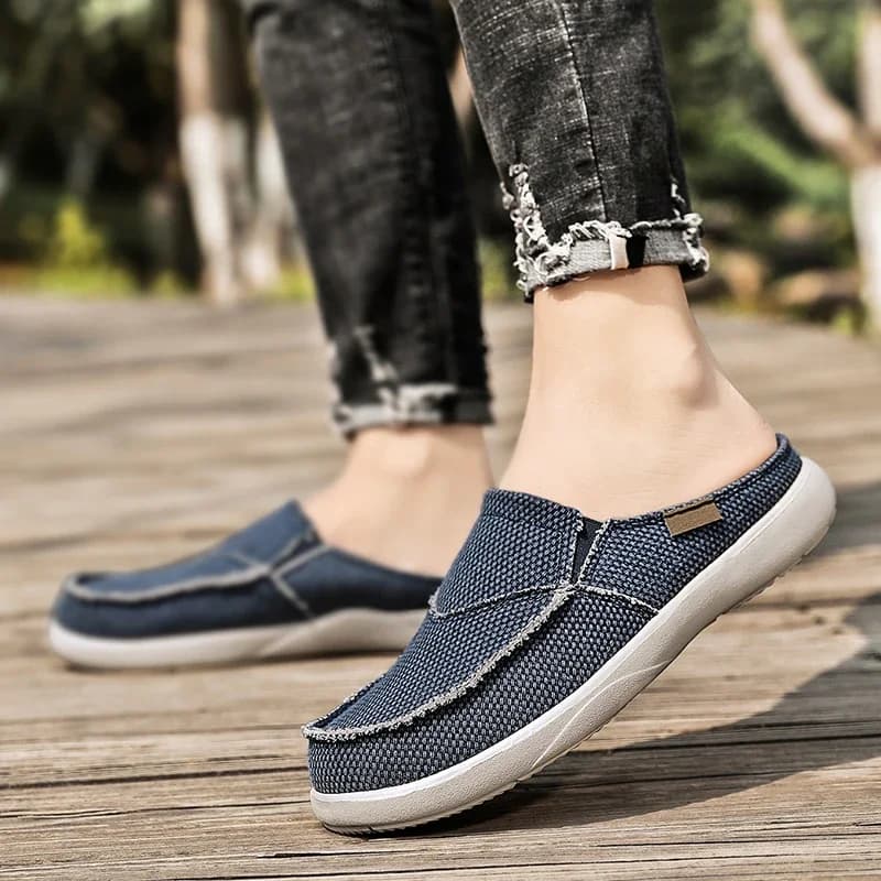 Pantofole da uomo mezze scarpe estive in tela casual classiche da esterno slip-on da uomo mocassini piatti leggeri e traspiranti scarpe da passeggio Zapatillas