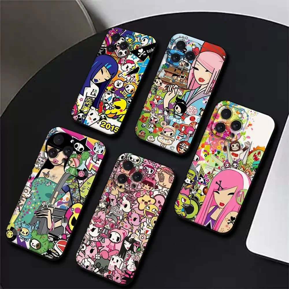 Custodia per telefono Japan T-Tokidoki per iPhone 17 16 15 11 13 14 Pro Max X Xr Xs Max 12mini, cover nera