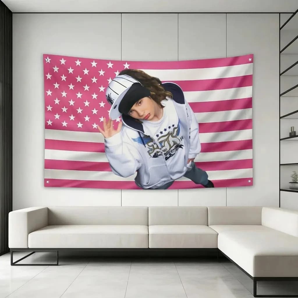 VIKAMA Tokyo Hotel Pink American Flag Tapestry 2D Print Wall Hanging Bedroom Dorm Home Courtyard Decor Background Cloth