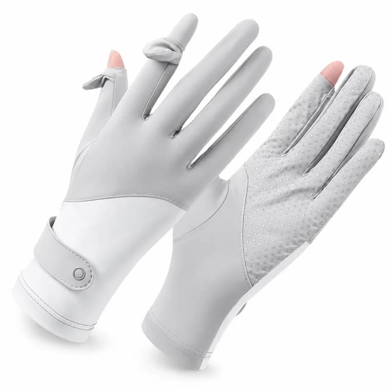 1pair Women Hiking Gloves Sun Protection Ice Silk Cycling Fitness Anti Slip Wear Resistant Outdoor Climbing