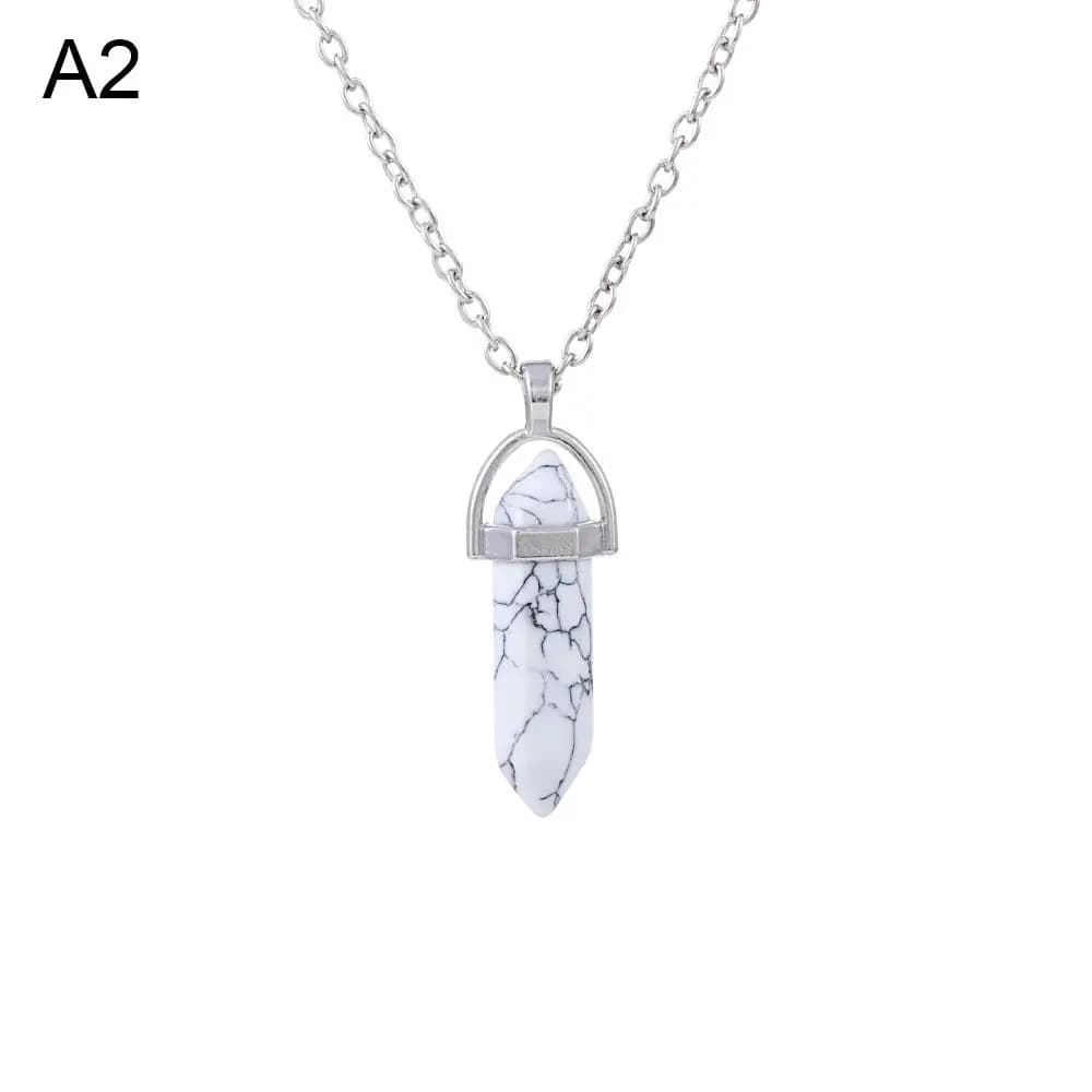 Pendolo a punta placcato in argento Collana esagonale in cristallo naturale Catena al quarzo Accessori per gioielli con ciondolo in pietra