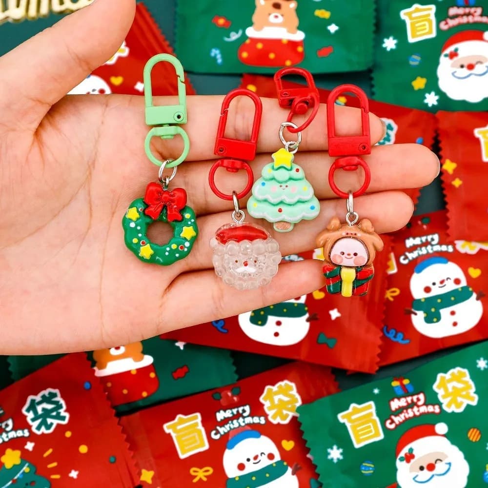 Portachiavi natalizi Borse cieche Smalto Ghirlanda di Babbo Natale Portachiavi Portachiavi Regali festival per donne Uomini Borsa Pendenti con ciondoli