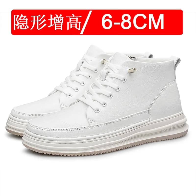 Men's Elevator Shoes Height Increase Invisible 6 8 10 cm Sports Gymnastics Shoes Lift the highest lift White sneakers in leather Casual shoes