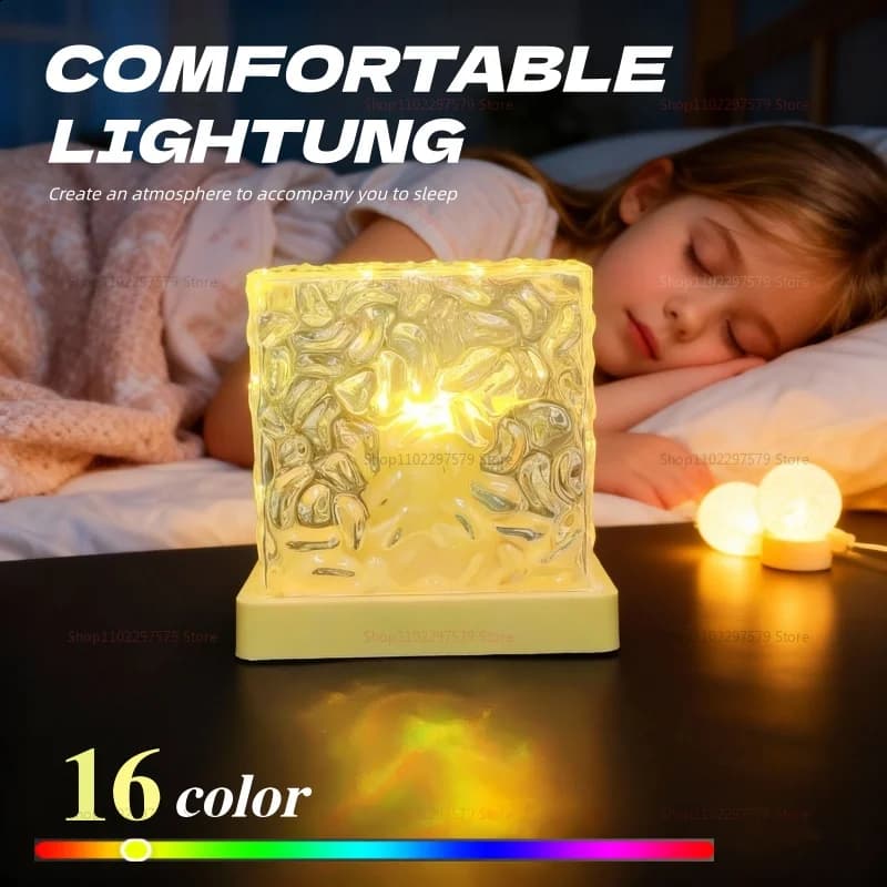 Proiettore Luce Notturna a 16 Colori, Lampada LED Touch con Telecomando, Dimmerabile, Alimentazione USB, Regalo per Bambini, Decorazione per Casa, Feste e Sala Giochi