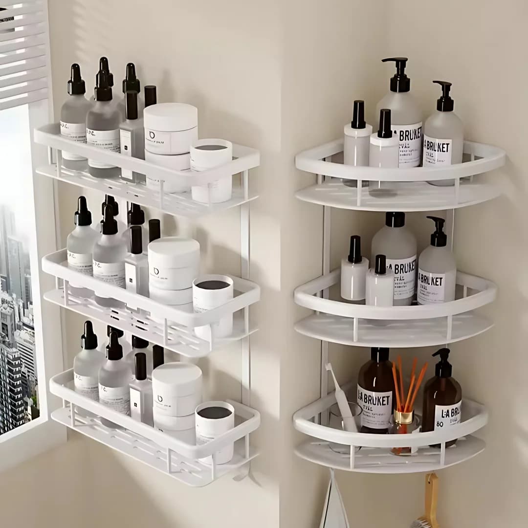 2 pezzi mensola da bagno organizzatore di stoccaggio da cucina scaffale per shampoo in lega di alluminio mensola per doccia accessori da bagno senza ripiano per trapano