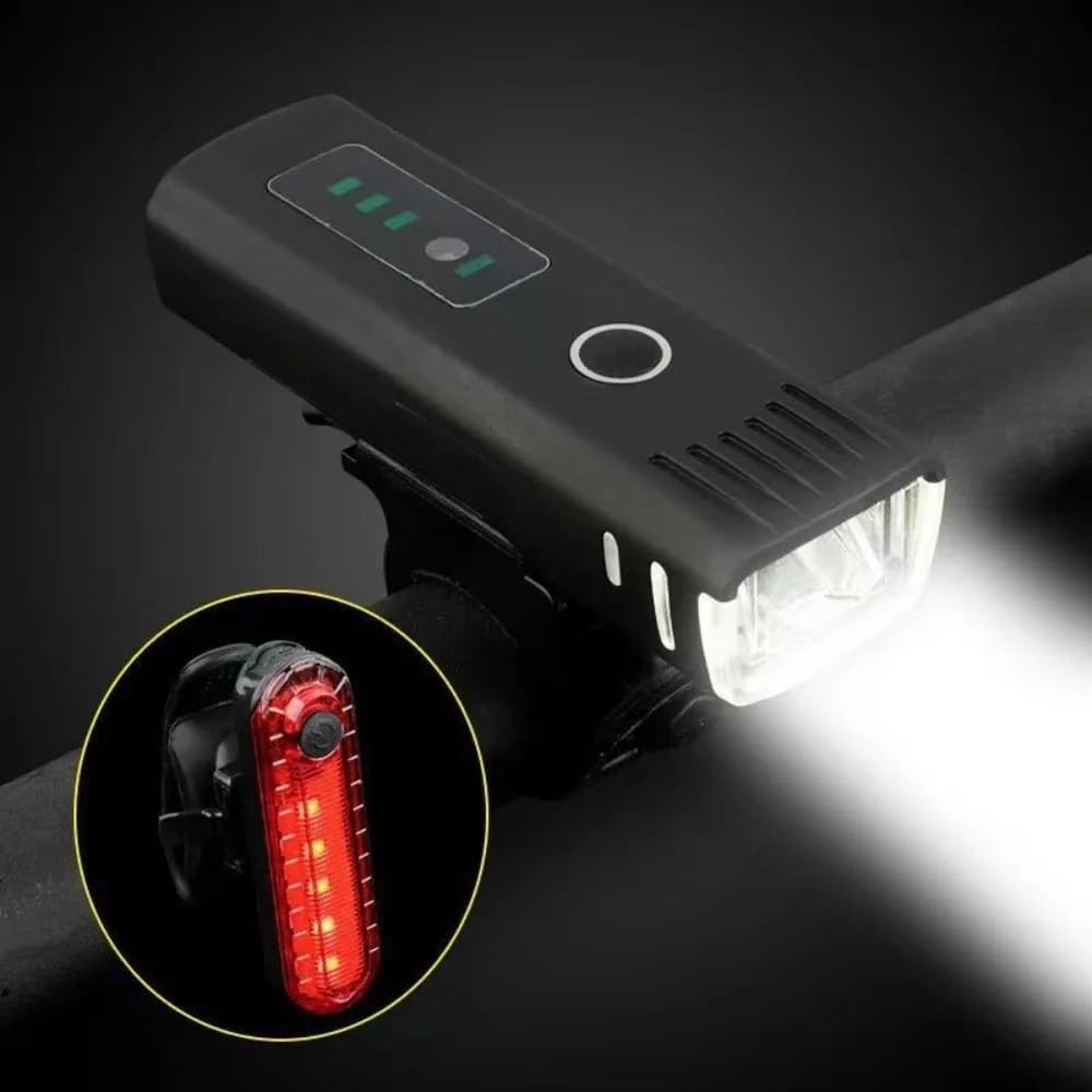Luce Anteriore/Posteriore per Bicicletta Impermeabile, Ricaricabile USB, con Sensore Intelligente e Indicatore di Carica, Faro e Fanale Posteriore per Bici