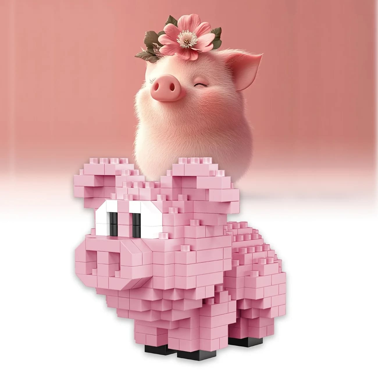 Blocchi di costruzione 3D a forma di maiale e anatra, giocattolo educativo creativo, regalo perfetto di Natale e compleanno per bambini