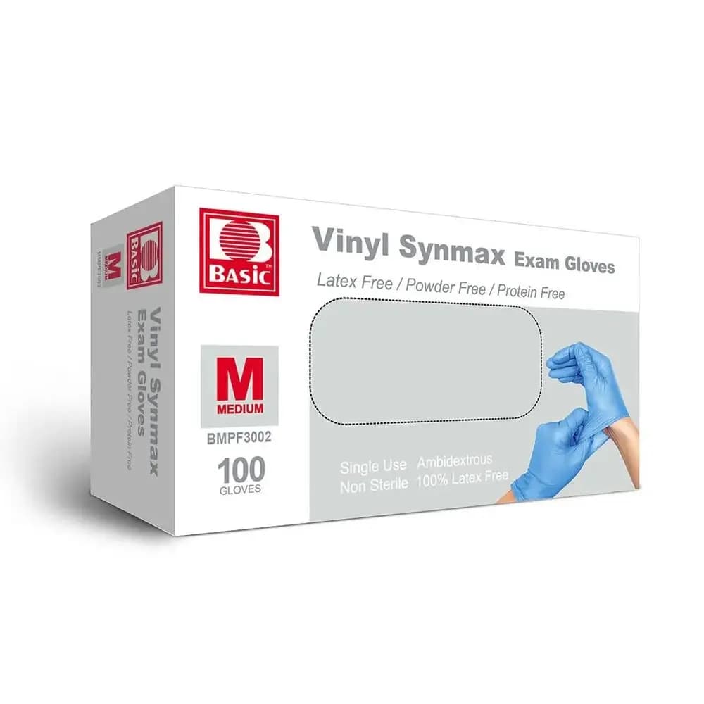 Guanti in Vinile Monouso, Confezione da 100, Taglia Media, Blu, Senza Polvere, Senza Lattice, Non Sterili
