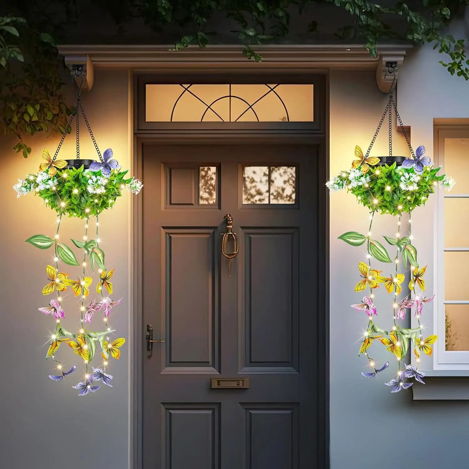 Luci a corda solari per esterni Appese a fiori Luce per gli appassionati di giardino domestico Portico Parete Patio Albero Decorativo solare impermeabile