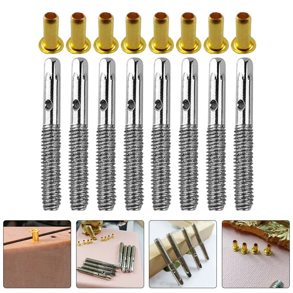 8Sets Piano Loose Tuning Pins with Screws Heavy Duty Steel Construction Versatile Use for Piano Guitar Violin Ukulele String