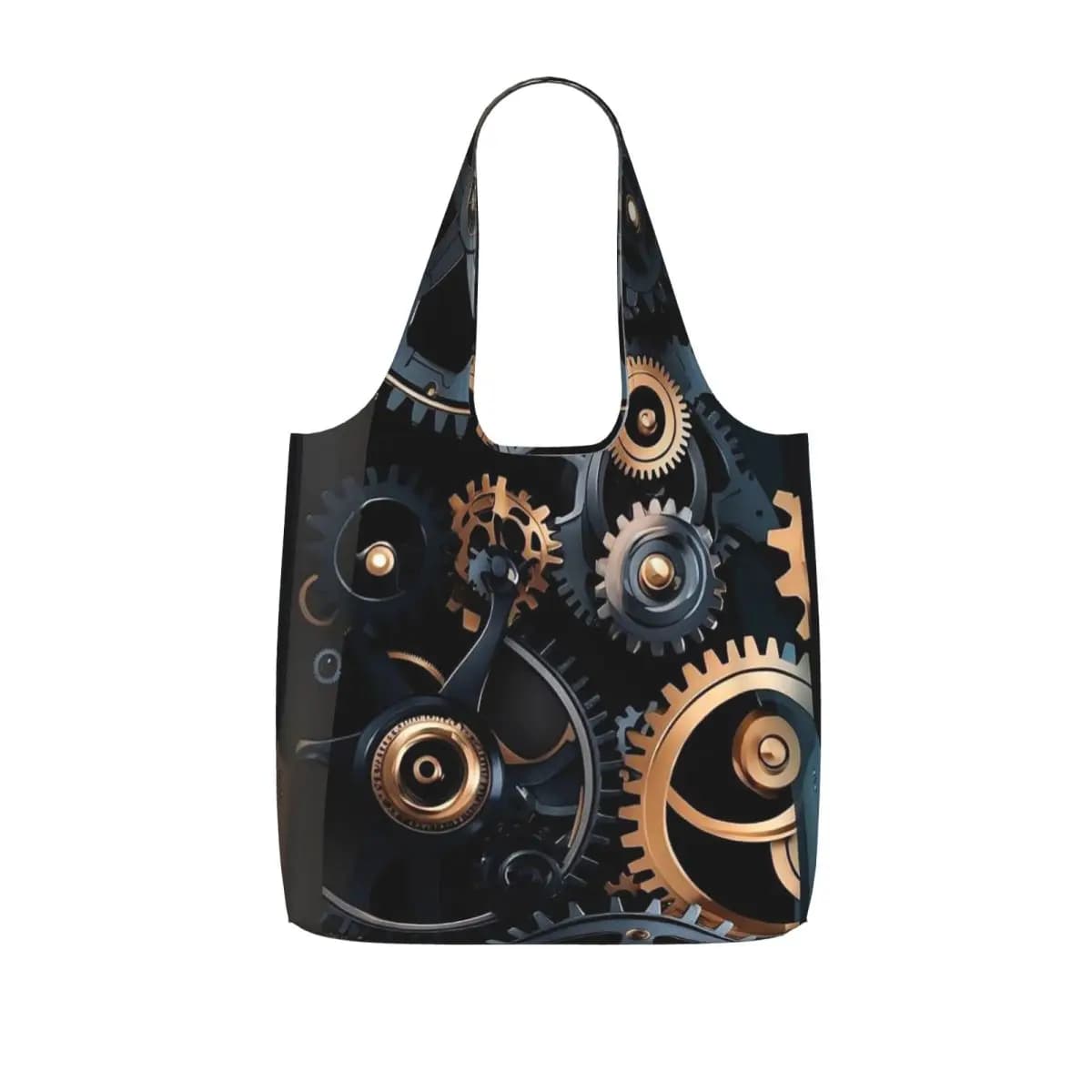 Mechanical Machine Gears Steampunk Style Shopping Tote Bag Canvas Large Capacity Shoulder Bags Shopper Grocery Handbag for Women