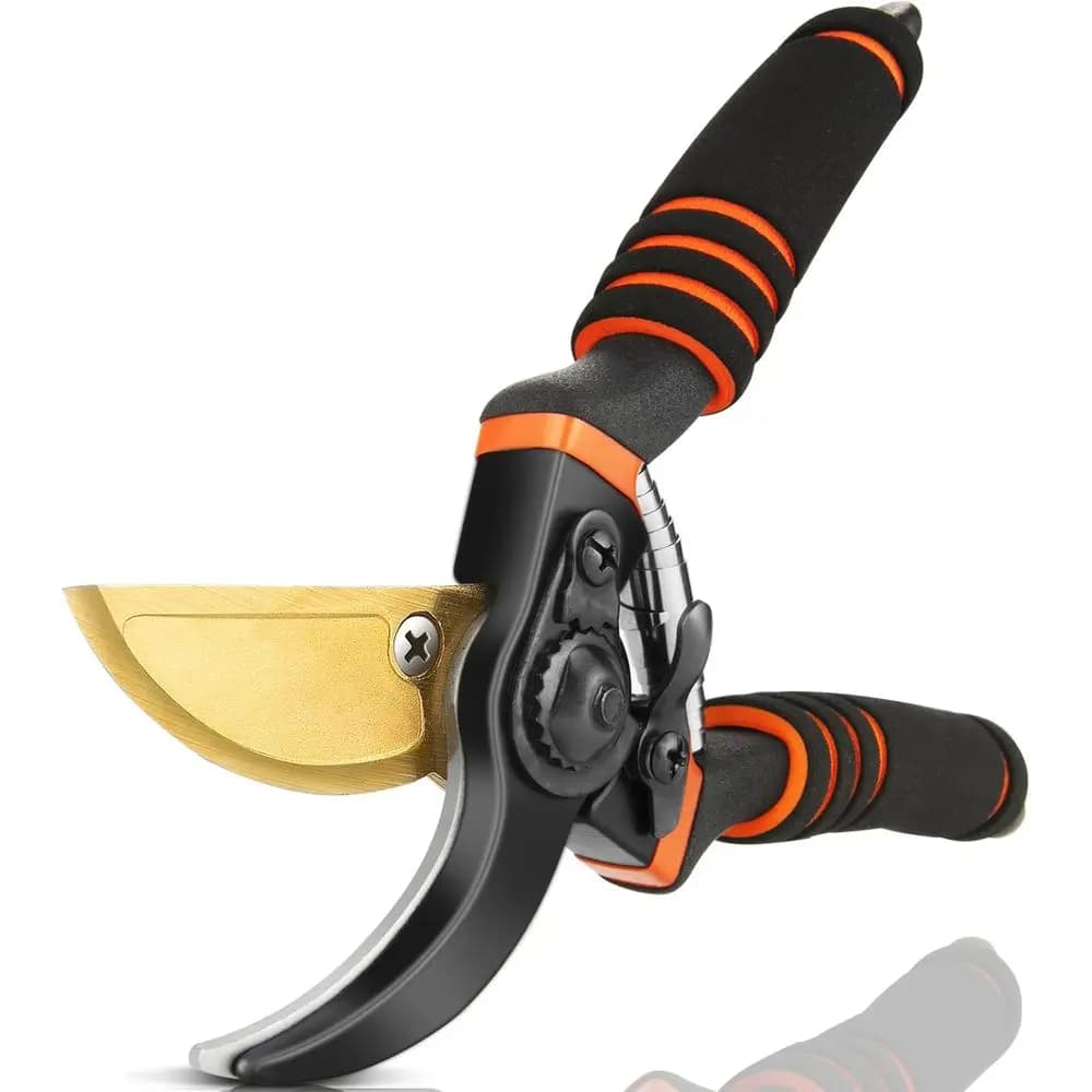 8.5 Premium SK5 Steel with Titanium Bypass Pruning Shears for Gardening, Handheld Heavy Duty Hedge Clippers/Scissors Tools