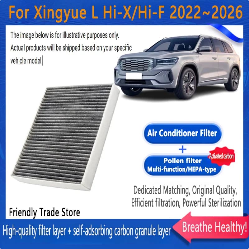 Accessori auto per Xingyue L Hi-X/Hi-F 2022 ~ 2026 25 Filtro aria condizionata Filtro abitacolo con kit di sostituzione carbone attivo