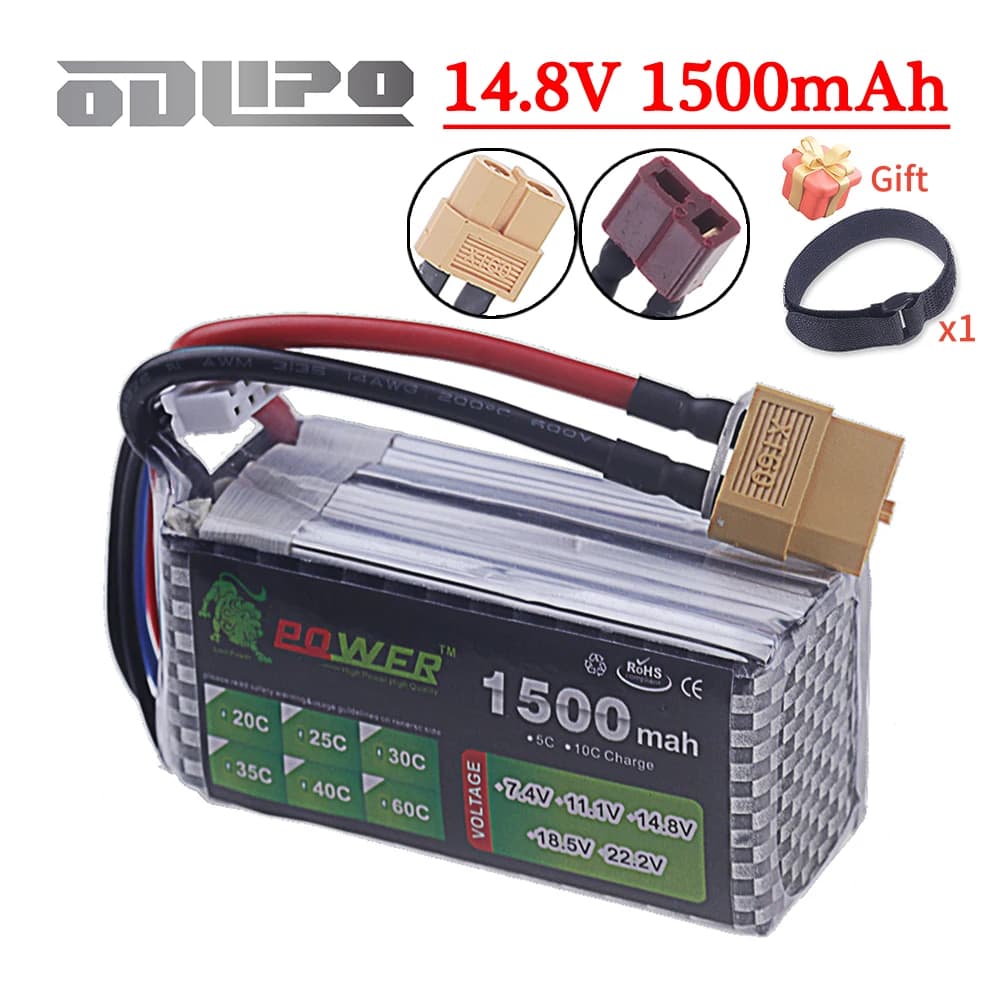 4S Lipo 14.8V batteria 1500mAh 40C ~ 60C con XT60 Deans T Plug per Drone RC FPV aereo elicottero auto da corsa parti della barca 14.8V
