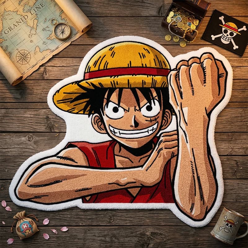 Tappeto Creativo One Piece Luffy Irregolare, Morbido Tappeto Antiscivolo per Soggiorno, Camera da Letto, Stanza dei Bambini, Decorazione, Regalo per Fan Anime