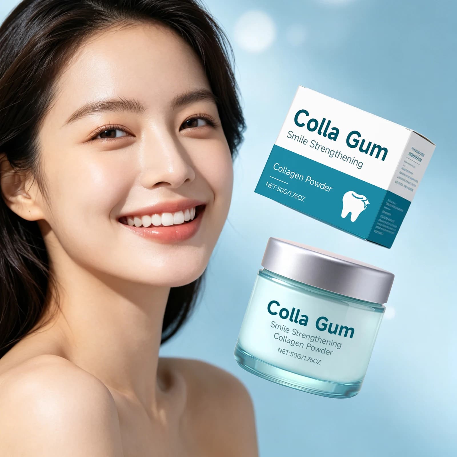Collagen Dentifricia powder: Allevia le Gengive, Rinfresca l'Alito, Reduce le Carie, Reduce whitening, Improve the gloss of the teeth, Daily Oral Care