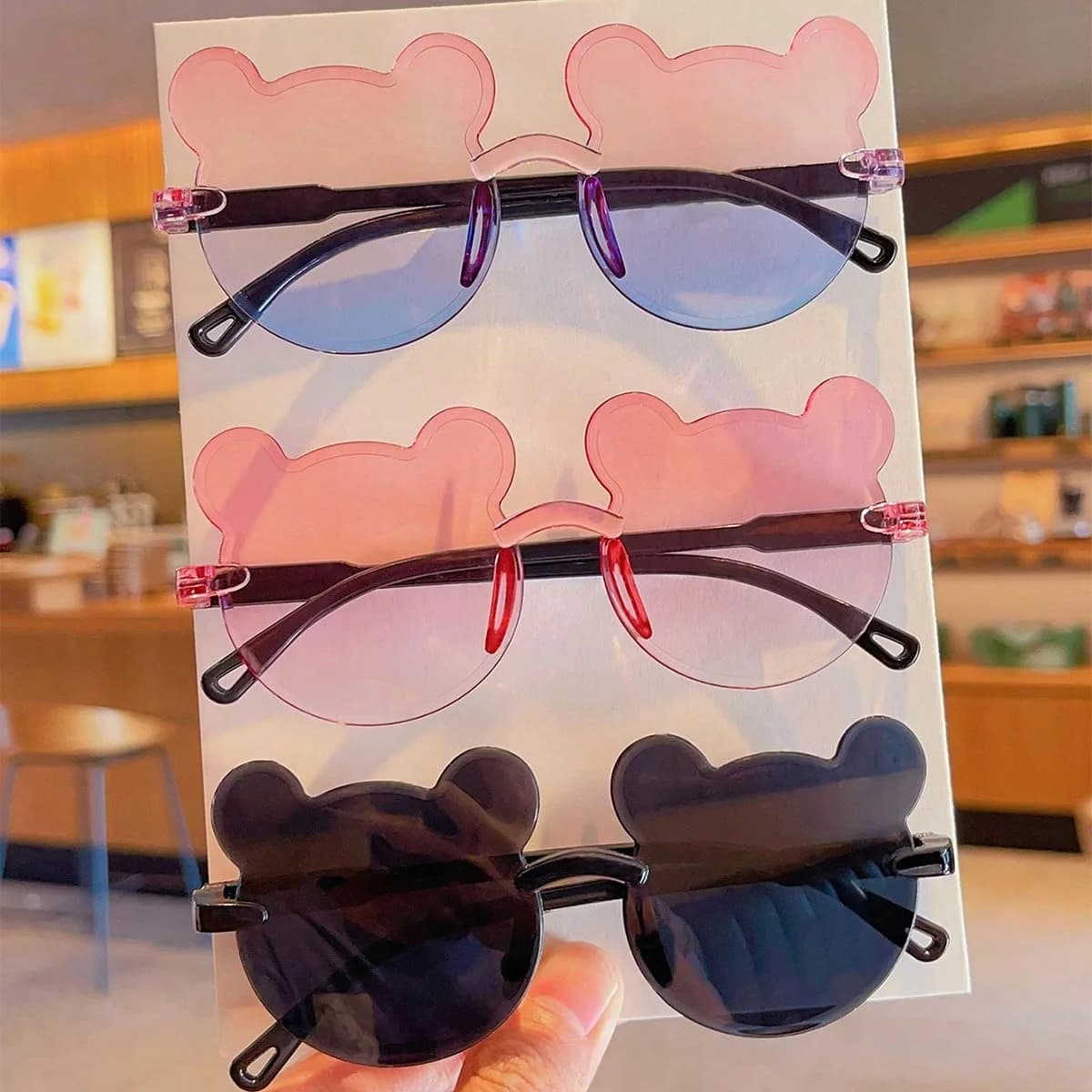 2/3 pieces 2024 newer cute bear fashion glasses protection paper glasses only show, do not ship