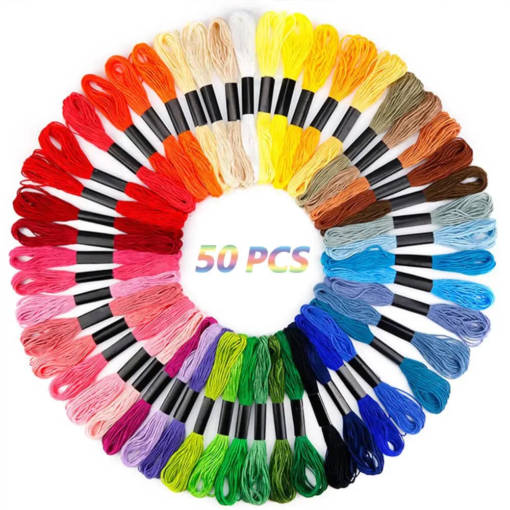 Kit di filo da ricamo a colori 50/100 Accessori per strumenti a punto croce adatti per adulti Principianti Regalo per hobby cucito fai da te