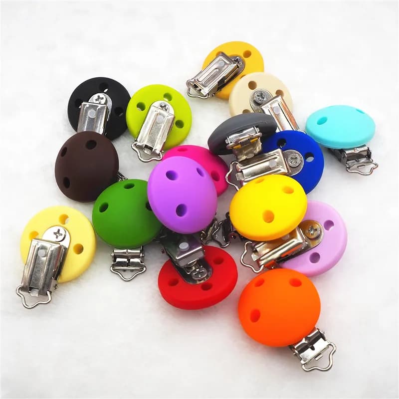 Chenkai 20PCS 35mm Clip rotonde in silicone Ciuccio per bambini Manichino Massaggiagengive Succhietto Gioielli infermieristici Giocattolo Accessorio Titolare Dentizione Pinze