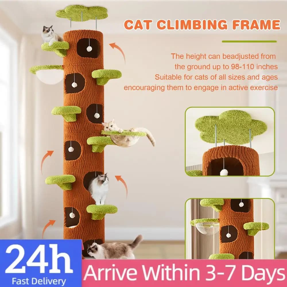 Grande Albero per Gatti Forest con Tiragraffi in Sisal, Struttura per Arrampicata, Torre per Gatti Super Grande per Gatti da Interno Adulti