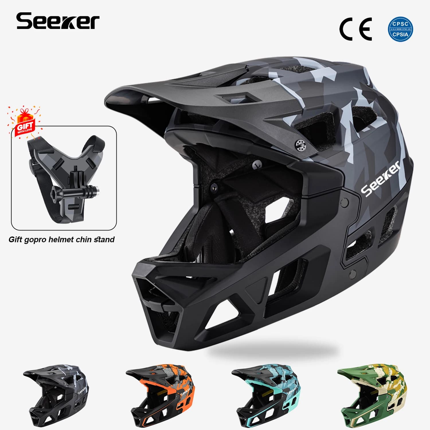 SEEKER Full riding helmet for adults Mimetic mountain bike helmet for outdoors Running bike helmet for adults Hardha