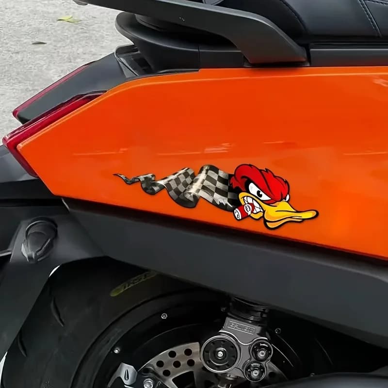Waterproof Vinyl Decal for Motorcycle, Bumper, Truck & Laptop, Fun Gift IdeaCartoon Angry Red Duck Sticker