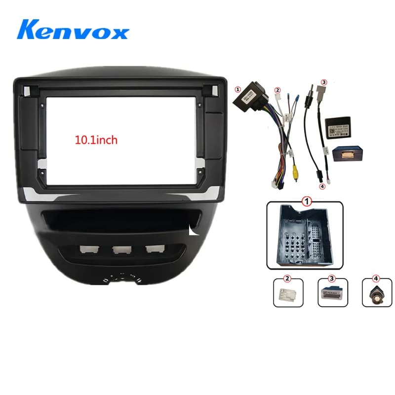 Kenvox 9 inch Android car audio radio frame fascia for Toyota Aygo Citroen C1 Peugeot 107 dvd dash mount kit panel wire cable