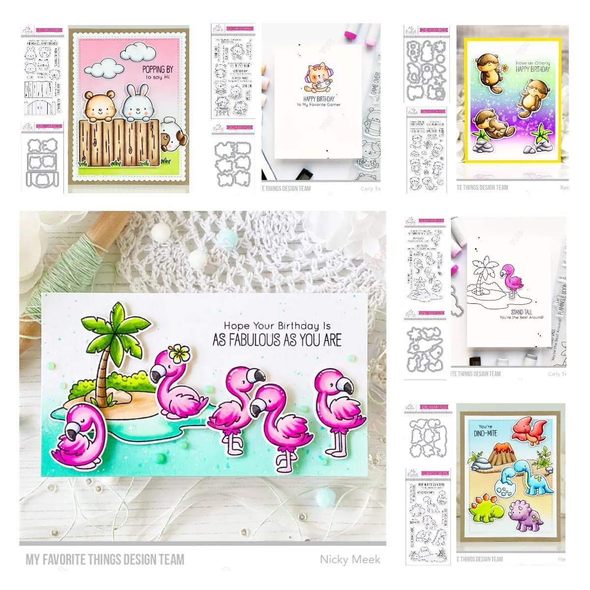 Adorable Flamingos Game On! Peeking Pals 2024 New Arrival Clear Stamps Metal Cutting Dies Sets Making Greeting Card Scrapbooking