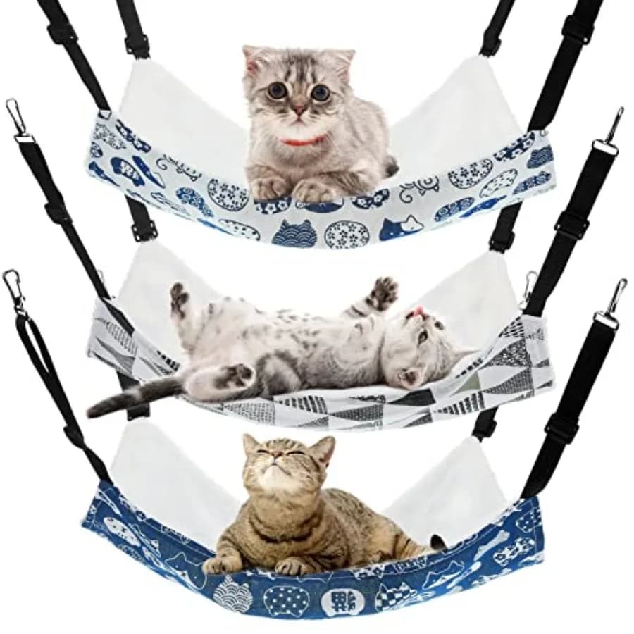 Set di 3 Amache Reversibili per Animali Domestici, Morbide Amache Sospese in Peluche, Accessori per Gabbie di Porcellini d'India, Ratti, Cuccioli, Cani, Gatti, Furetti