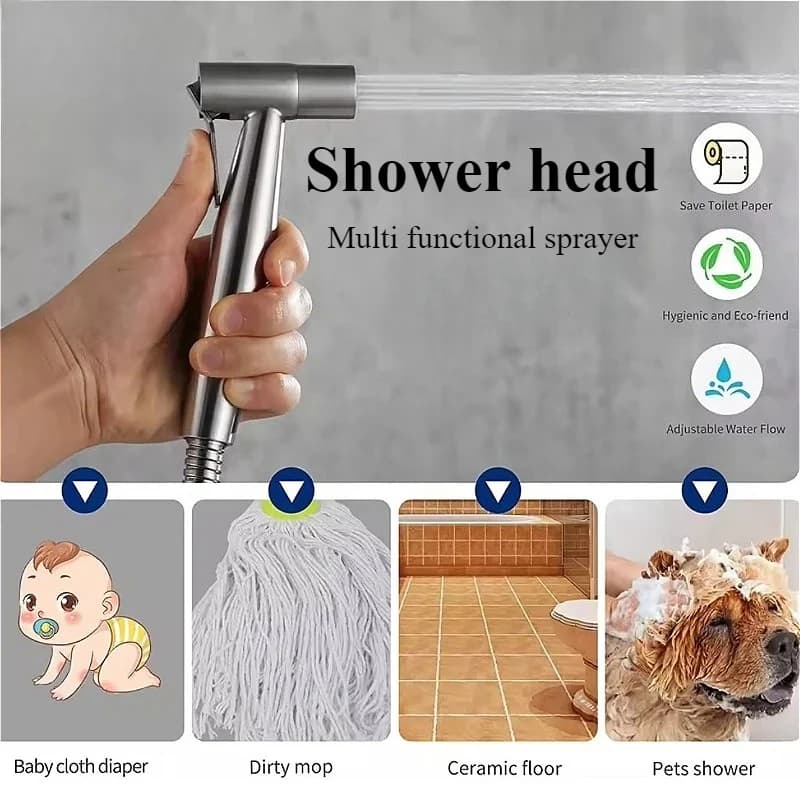 Pistola spray per bidet in acciaio inossidabile, rubinetto bidet portatile per WC, spruzzatore d'acqua spazzolato in acciaio inossidabile