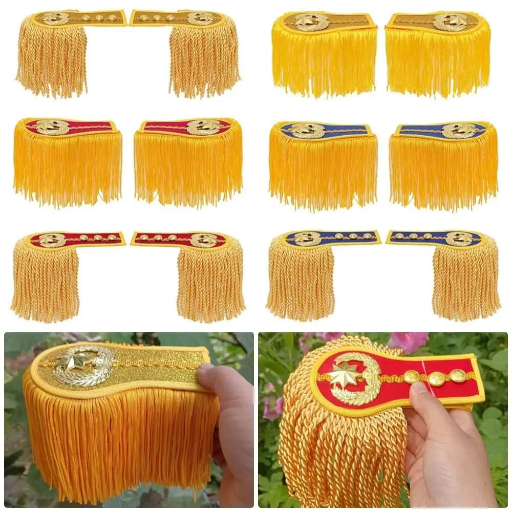 1 Paio di Spalline Decorative Multiuso con Nappine e Frange per Giacche, Cappotti e Uniformi da Banda Musicale