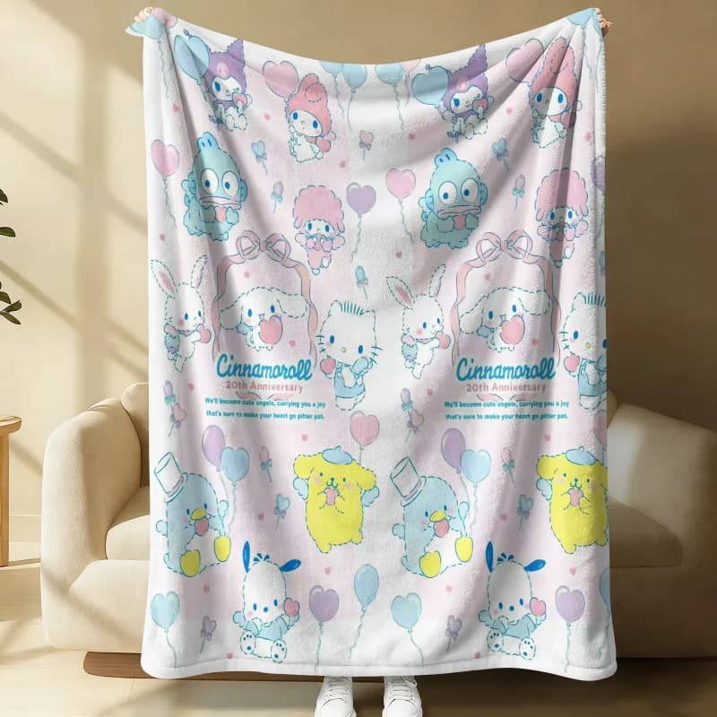 Coperta in Flanella con Personaggi Sanrio My Melody Kuromi, Morbido Plaid Decorativo per Letto e Divano