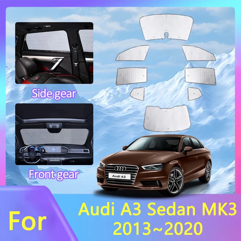 Comprehensive Sun Covers For Audi A3 Berlina MK3 8V 2013 ~ 2020 2017 Anti-Uv Auto Solar Protection Parade Windscreen Side Solar Window Privacy