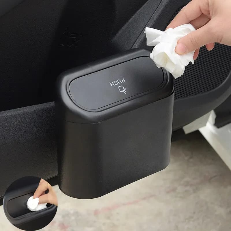 Cestino per auto portatile appeso Mini organizzazione della spazzatura del veicolo con coperchio scatola di immagazzinaggio della spazzatura automobilistica pieghevole multifunzionale